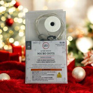 Christmas Miniature String Indoor Outdoor Warm White 20 Lights LED 7.9 ft.  NEW